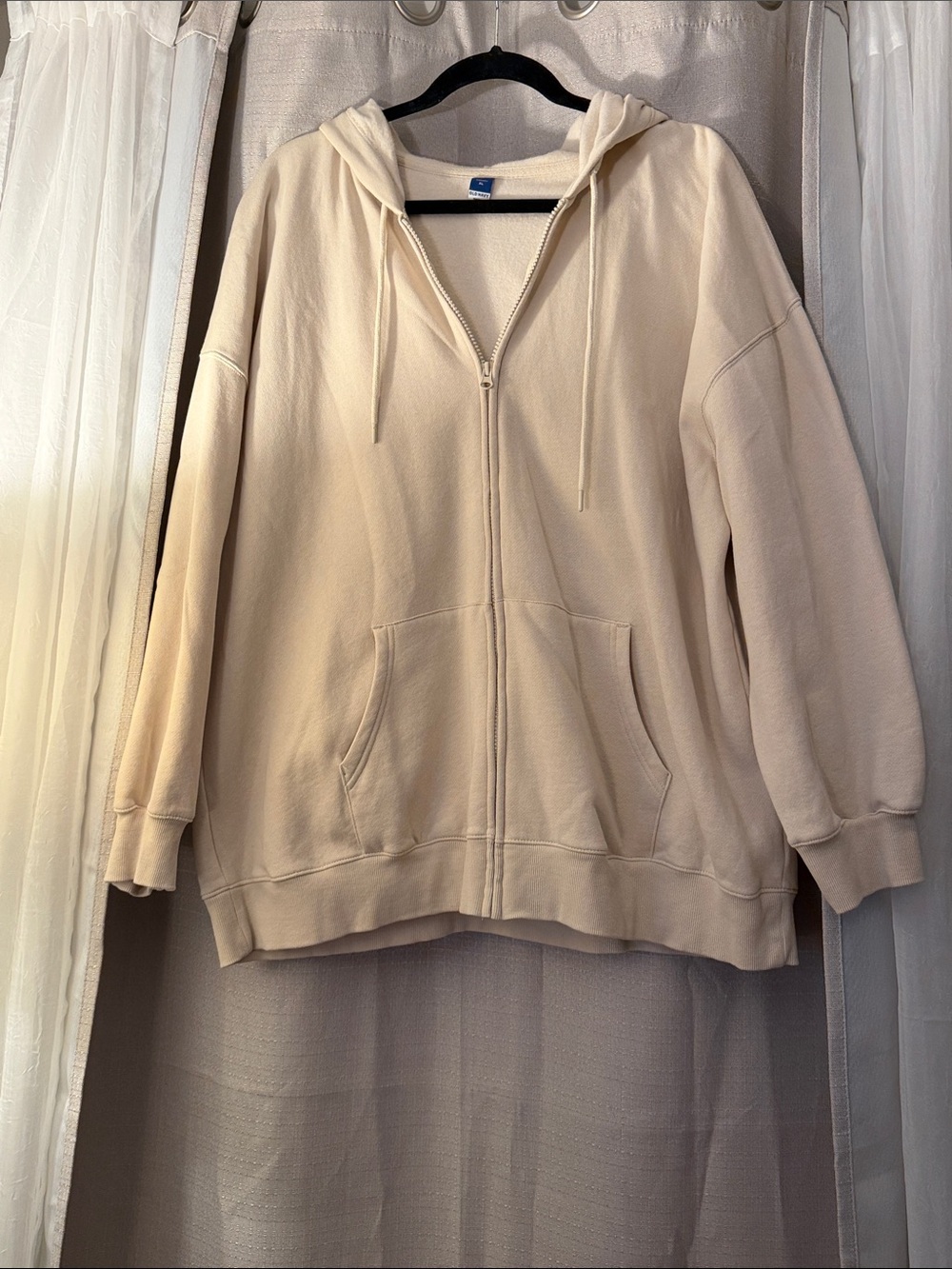 Old Navy Women's Oversized Zip-Up Hoodie Jacket - Cream